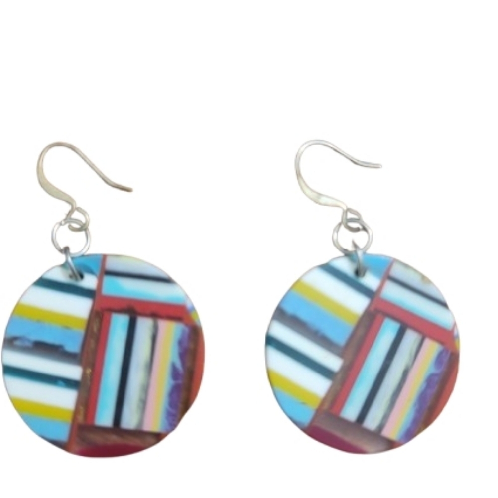 Colorful Geometric Dangle Earrings Multicolor Boho